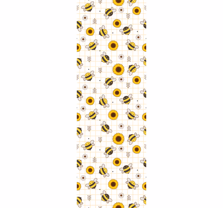 Bijen zonnebloemen patroon dieren behang - TenStickers