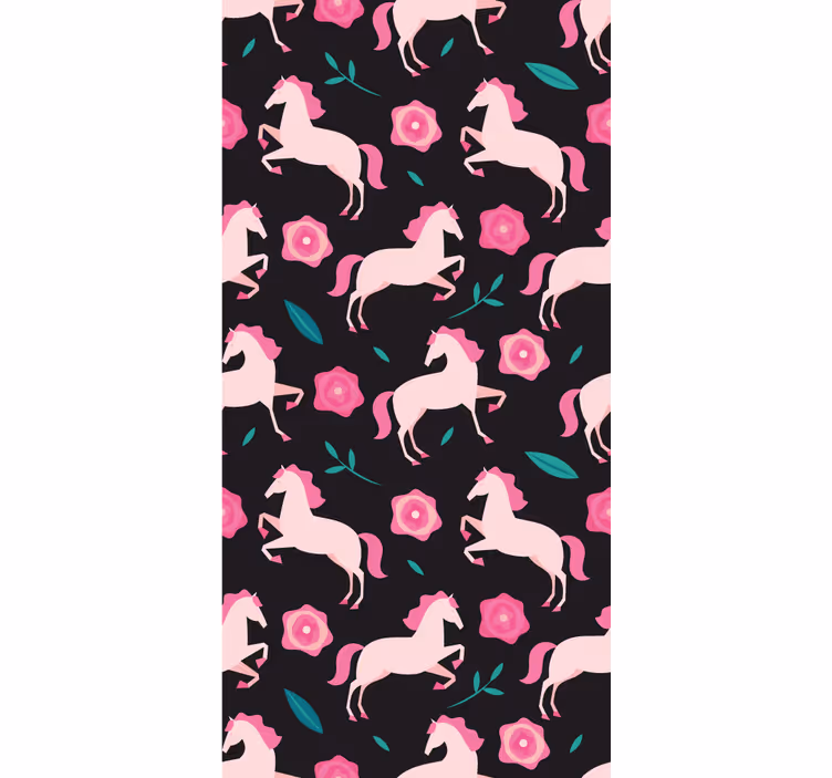 Grillige paardensportbloemen dieren behang - TenStickers