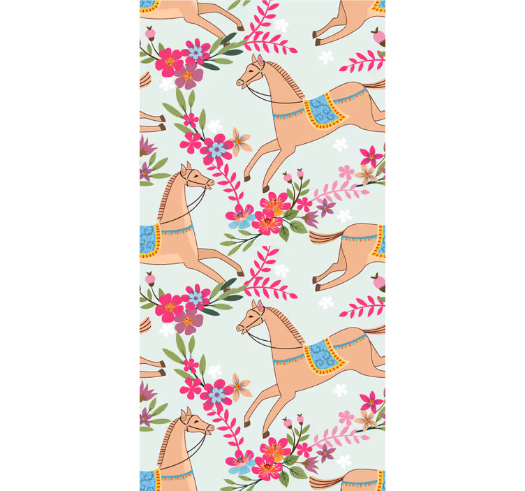 Paardensport bloesems dieren behang - TenStickers