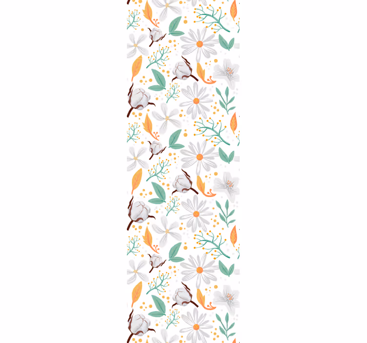 Botanische katoenbloesems behang bloemen - TenStickers