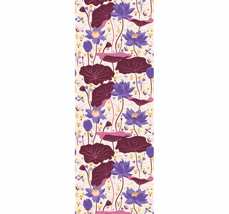 Behang bloemen blauw en paars patroon - TenStickers