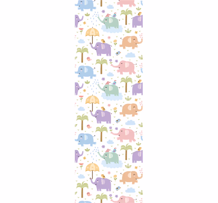 Speeltijd voor olifanten babykamer behang - TenStickers