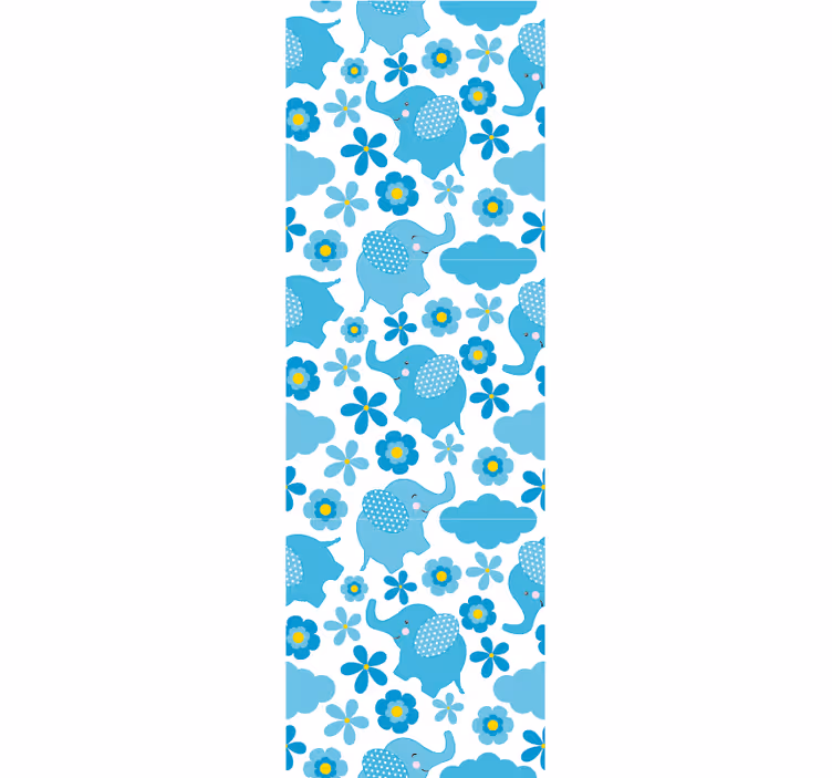 Olifantenbloempatronen babykamer behang - TenStickers