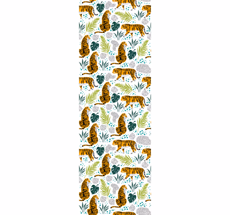 Tijgers en bladeren dieren behang - TenStickers