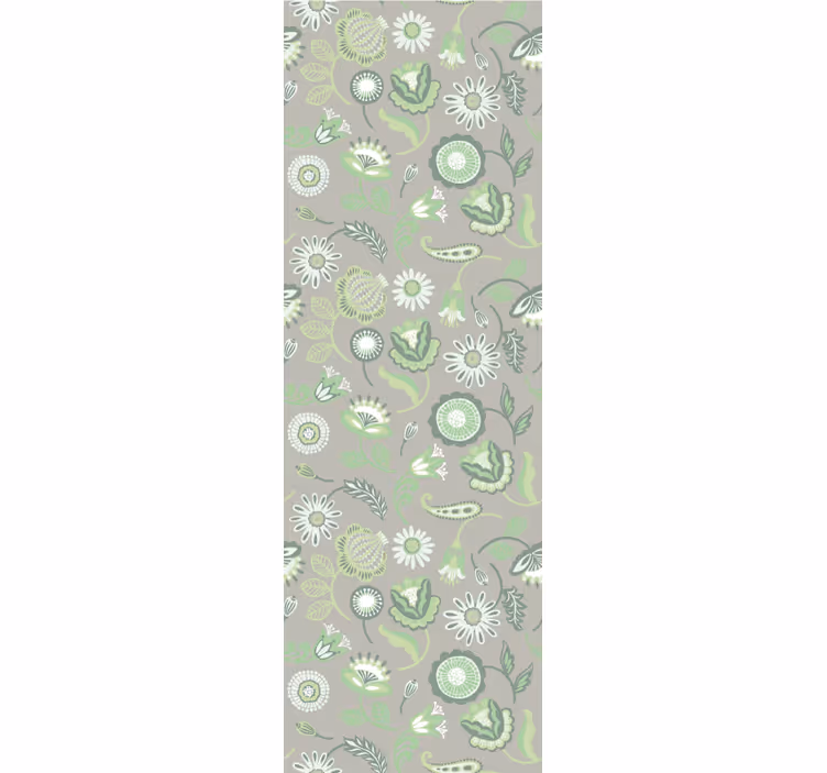 Bloemen behang Delicate groene poolse bloemen - TenStickers
