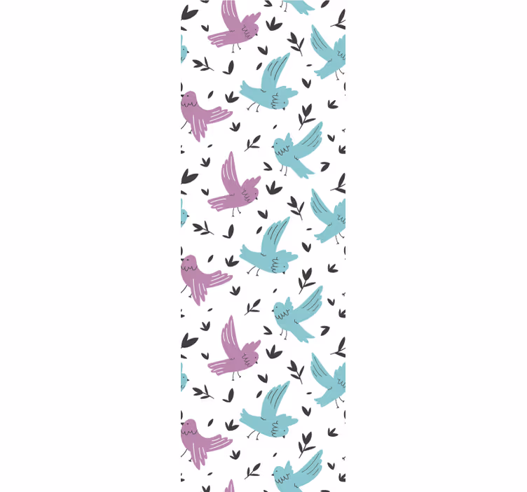 Pastel vogelpatroon dieren behang - TenStickers