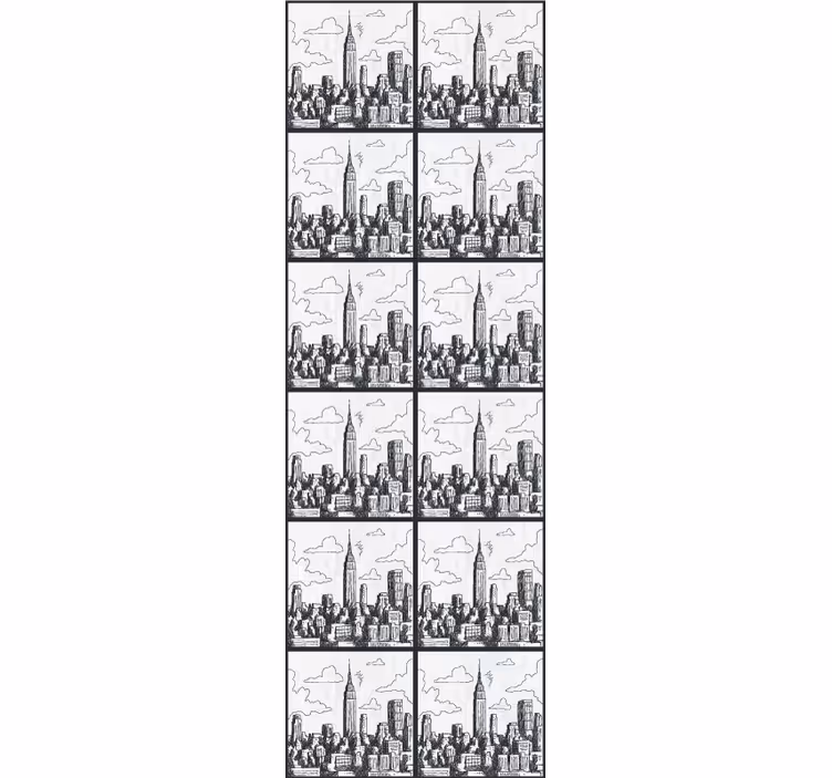 Schets van de stedelijke skyline behang landen en steden - TenStickers