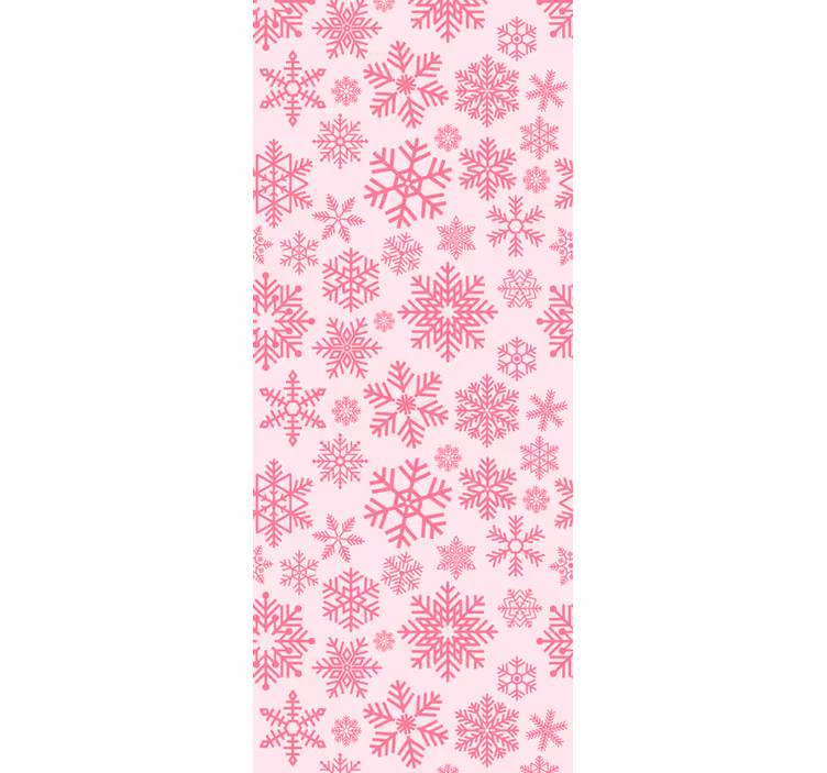 Roze sneeuwvlokpatroon behang kerst - TenStickers