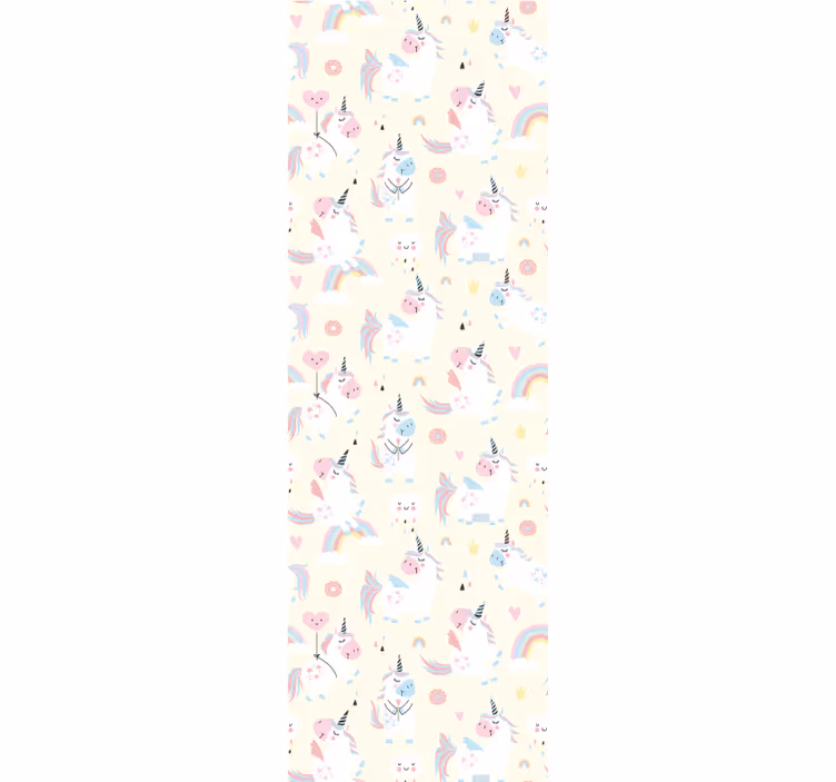 Eenhoorns en regenbogen babykamer behang - TenStickers