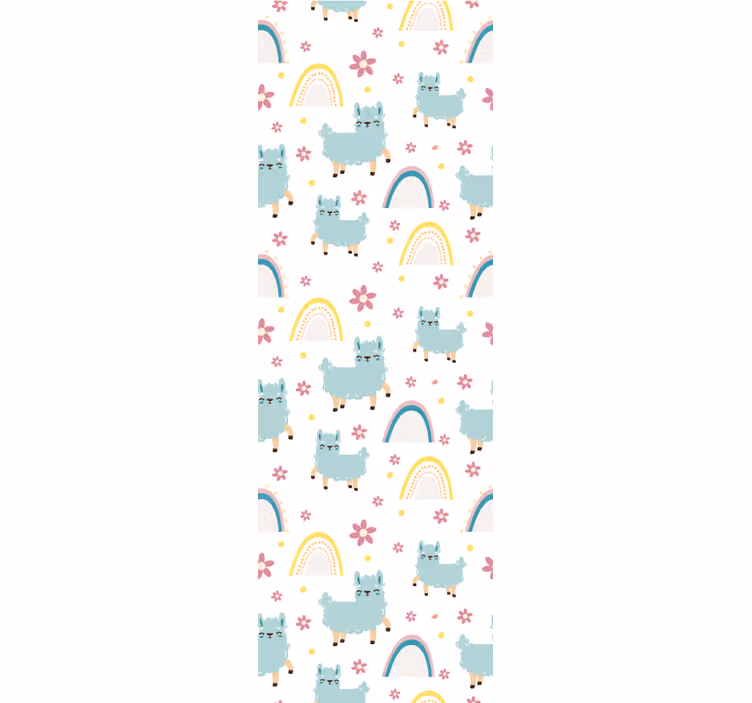 Alpaca regenboogpatroon babykamer behang - TenStickers