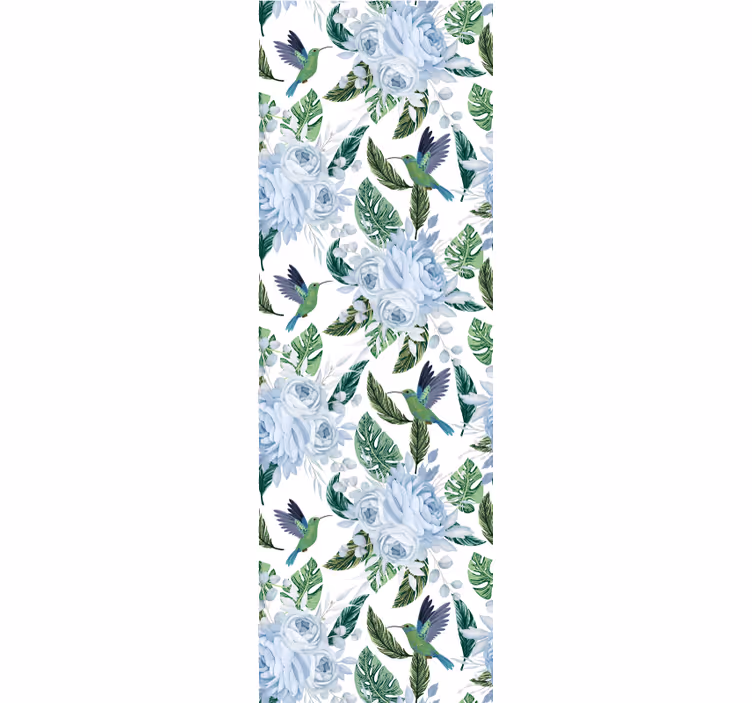 Bloemig kolibrie ontwerp behang bloemen - TenStickers
