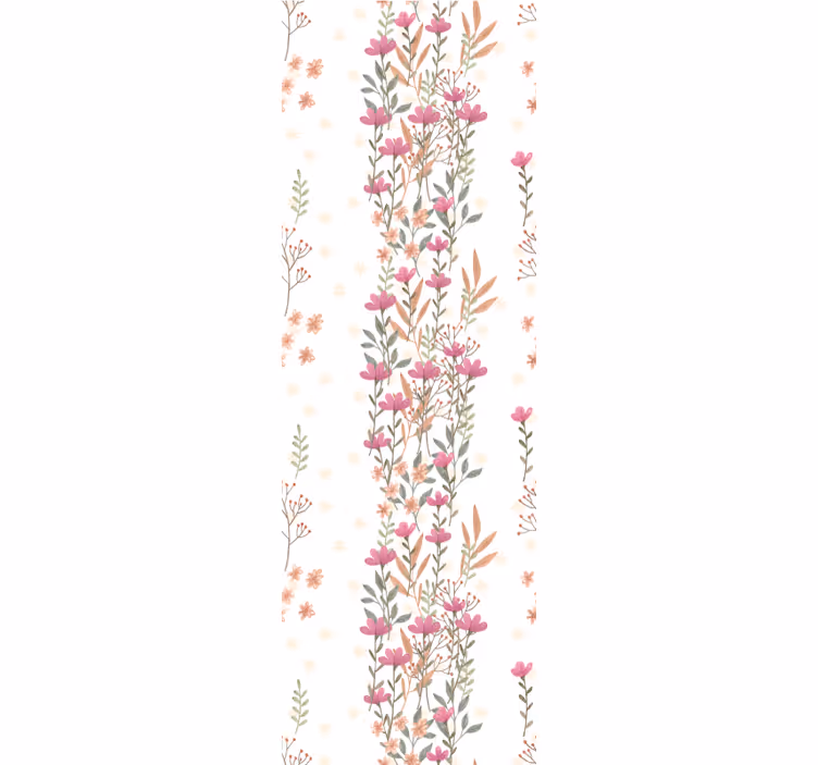 Behang bloemen met verticale bloemenstrepen - TenStickers