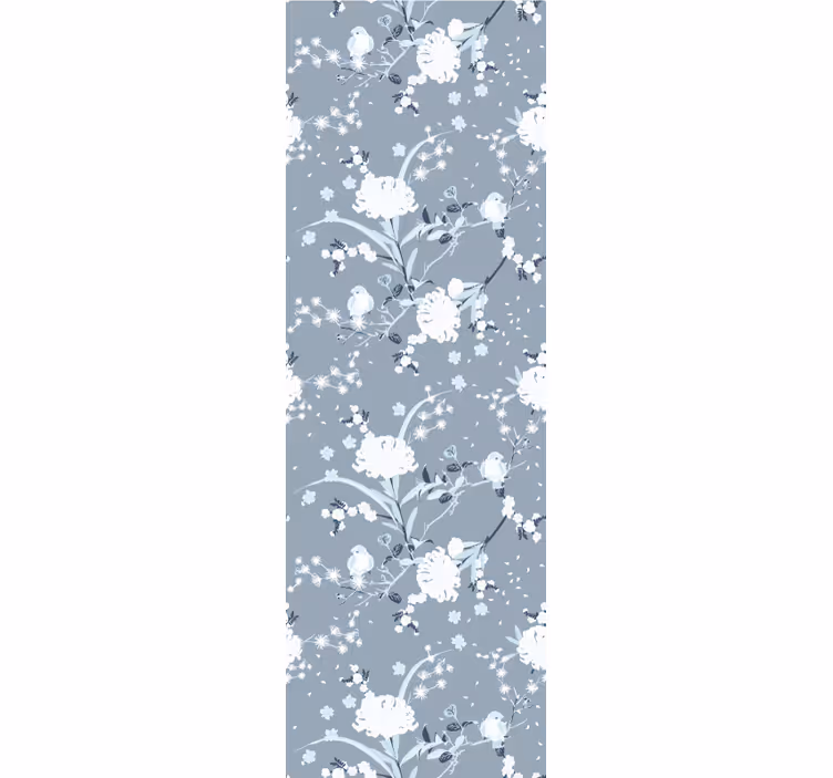 Grijze delicate bloemen behang hoofd slaapkamer - TenStickers