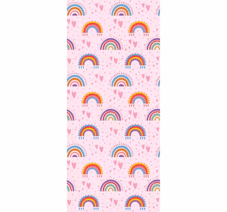 Regenbooghartpatronen behang kinderkamer - TenStickers