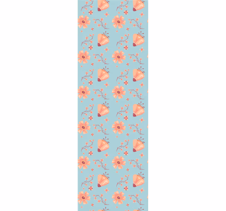 Vlinder bloemenpatroon behang bloemen - TenStickers