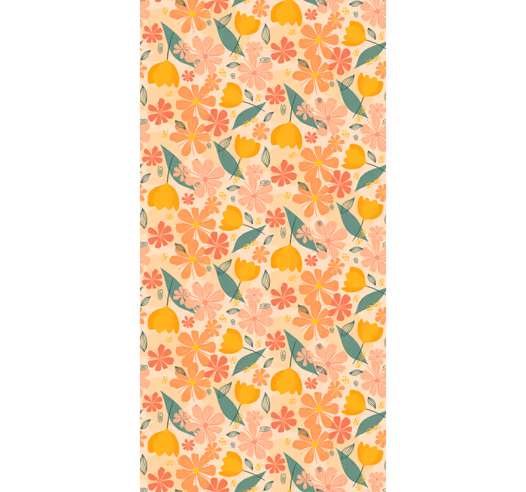 Citrus bloemmotief behang bloemen - TenStickers