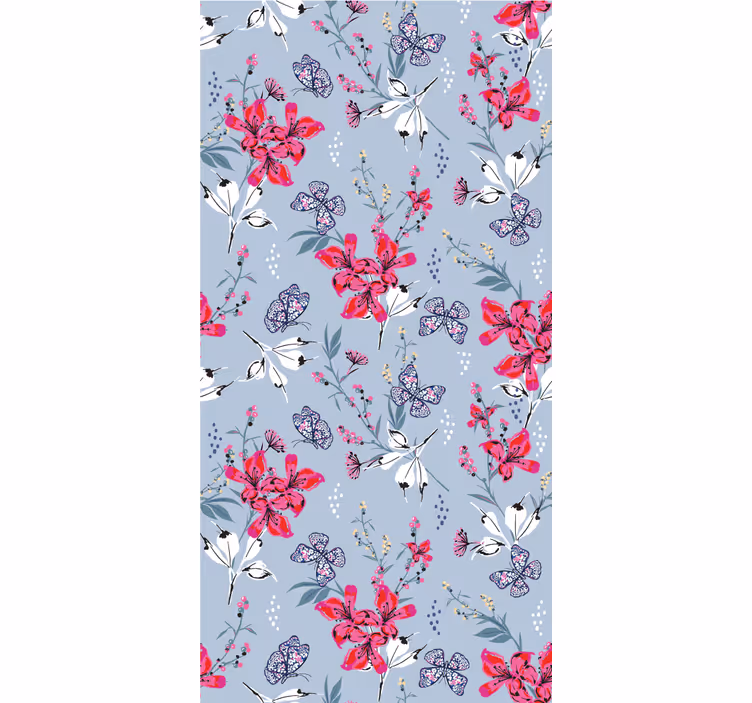Bloemig vlinderontwerp behang bloemen - TenStickers