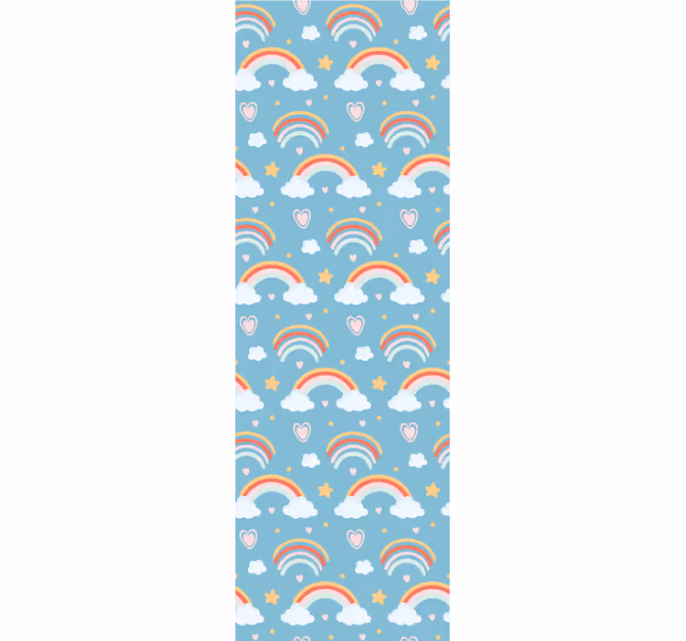 Speelse regenboogwolken babykamer behang - TenStickers