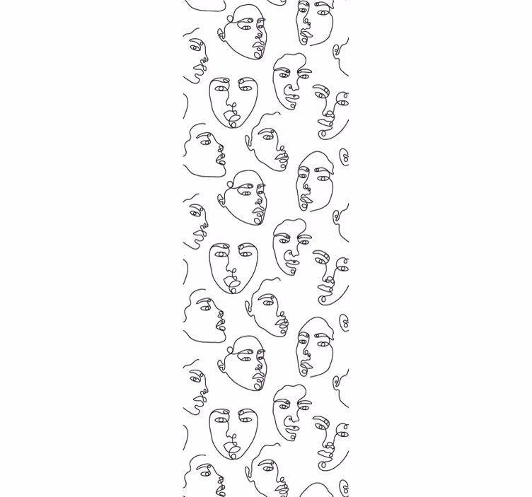 Lijntekeningen gezichten behang kunst - TenStickers