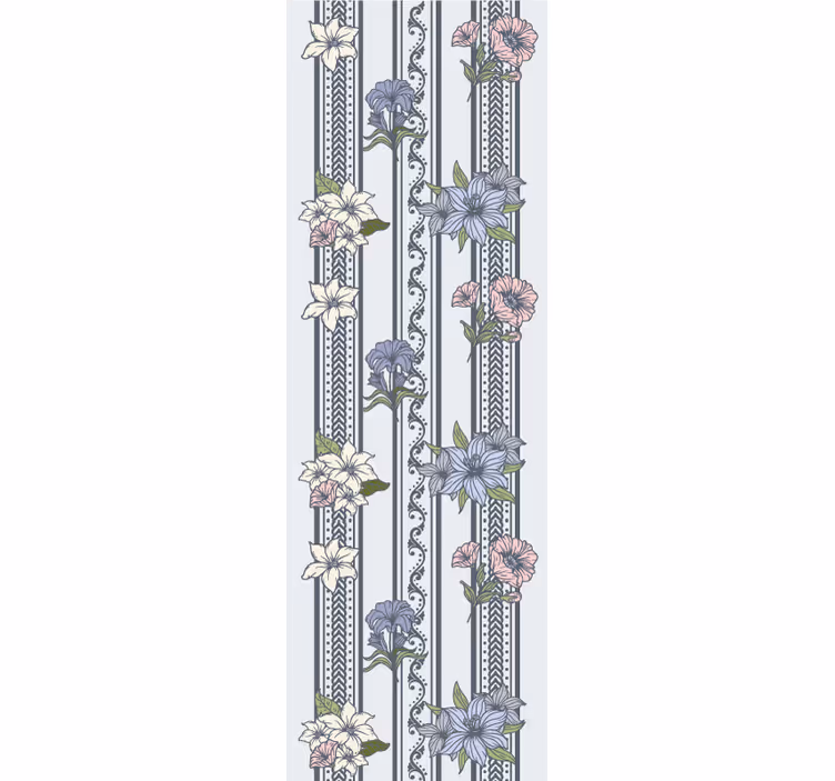 Bloemenstreepmotief behang bloemen - TenStickers