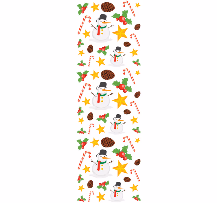 Feestelijk sneeuwman patroon behang kerst - TenStickers