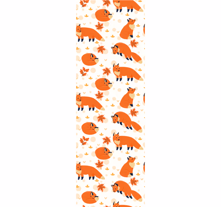 Vos herfstpatroon dieren behang - TenStickers