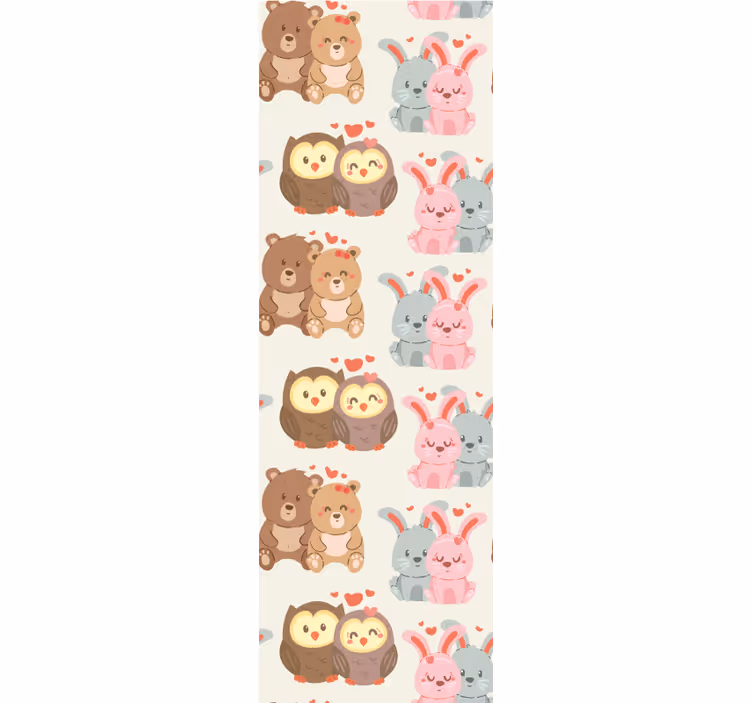 Schattige dierenparen dieren behang - TenStickers