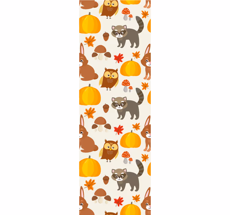 Herfstfauna patroon dieren behang - TenStickers
