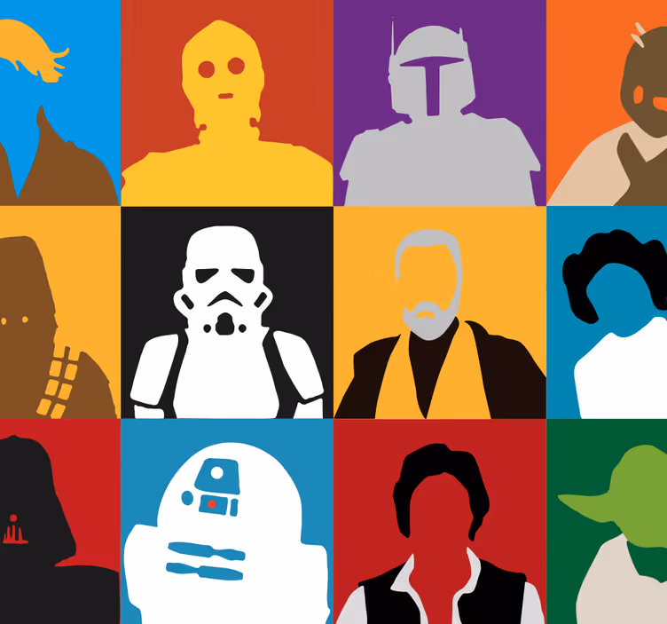 Iconische silhouetten behang kunst - TenStickers