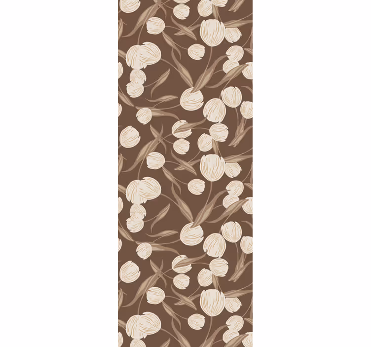 Behang bloemen bruin bloemenpatroon - TenStickers