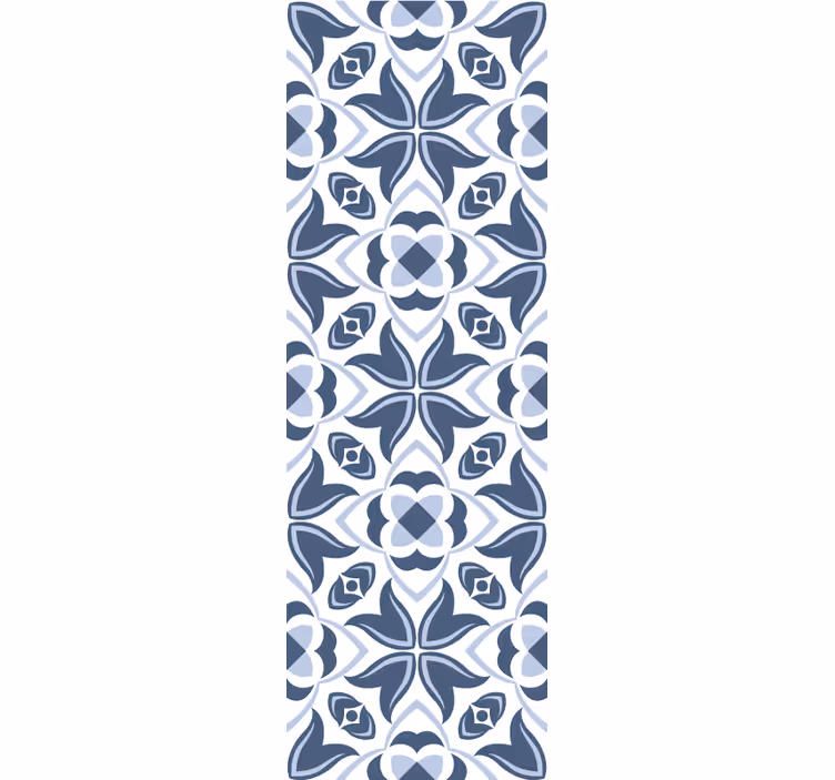 Blauwe geometrische bloemen tegels behang - TenStickers