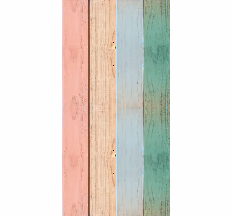 Pastelkleurige plankpatronen hout behang - TenStickers