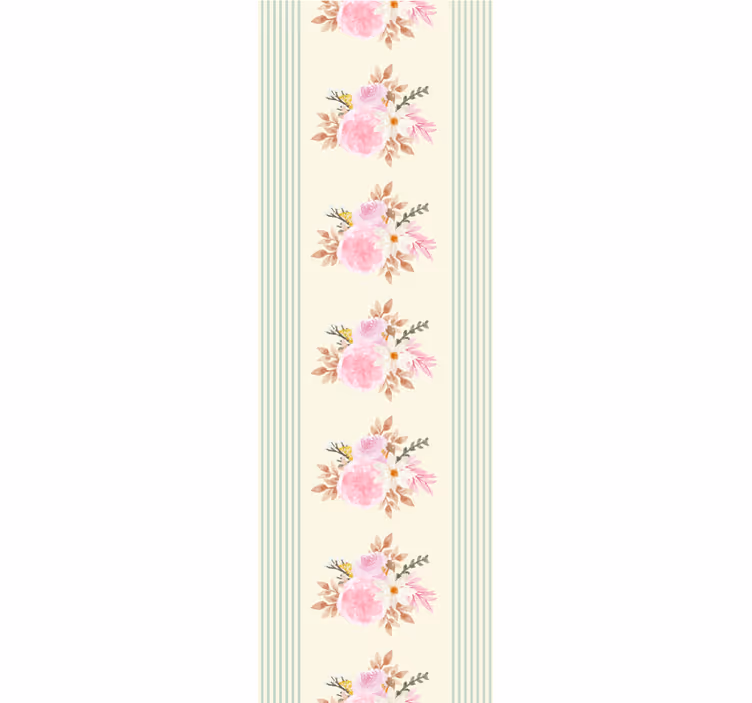 Bloemen streep ontwerp behang bloemsierkunst - TenStickers