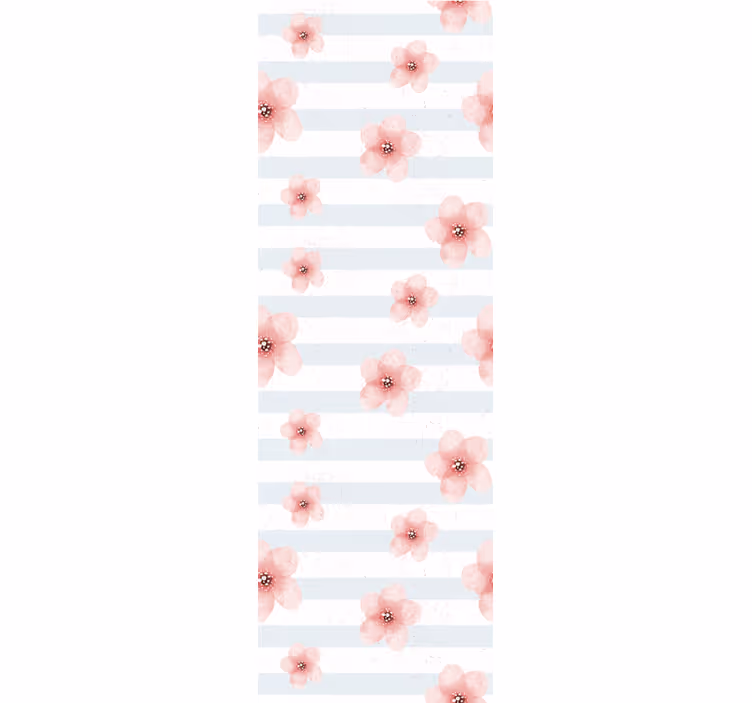 Roze bloemenstrepen behang bloemen - TenStickers