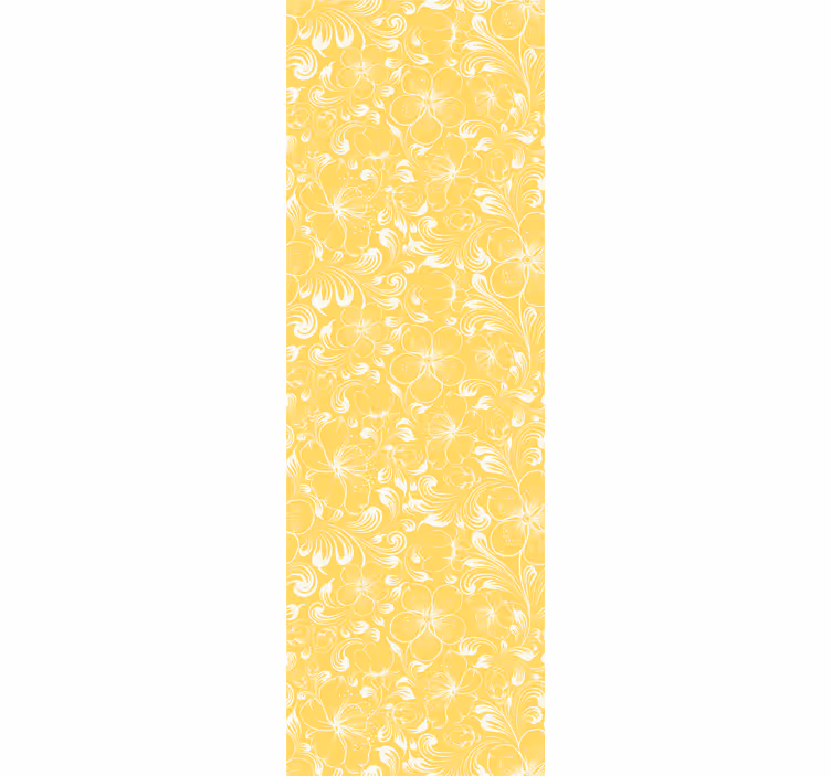 Levendig geel patroon behang bloemen - TenStickers