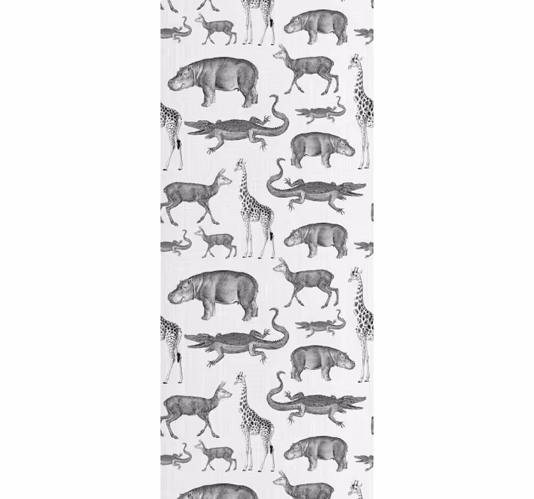 Tropisch grijs motief dieren behang - TenStickers