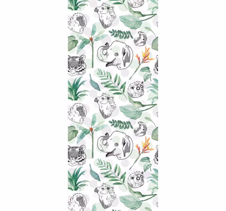 Junglegezichten dieren behang - TenStickers