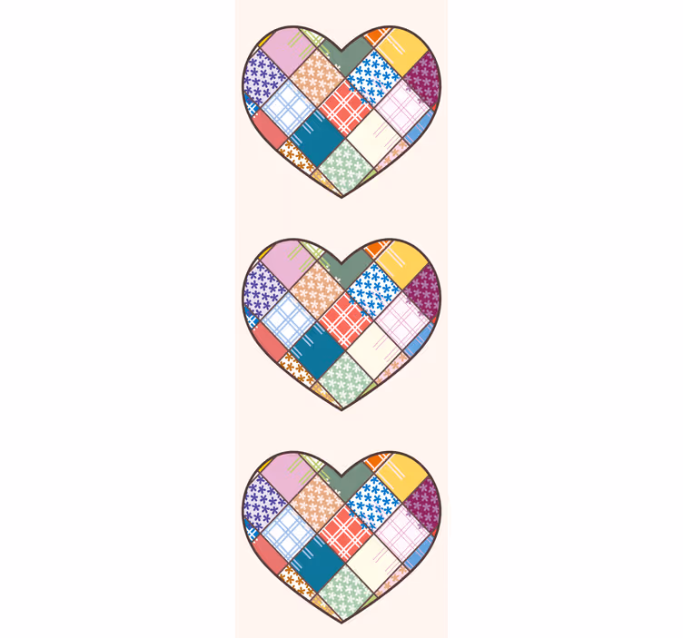 Patchwork hart ontwerp behang bloemsierkunst - TenStickers