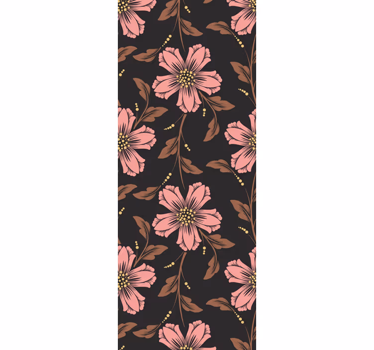 Roze en zwarte opstelling behang bloemen - TenStickers