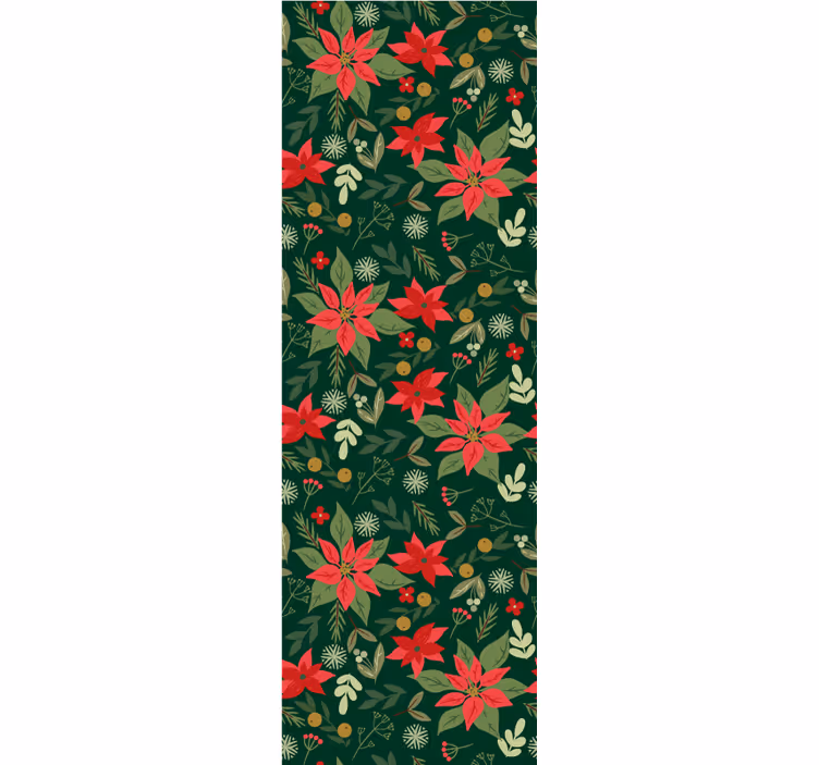 Feestelijk bloemenpatroon behang kerst - TenStickers