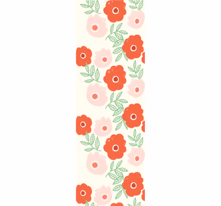 Roze en rode bloei behang bloemen - TenStickers