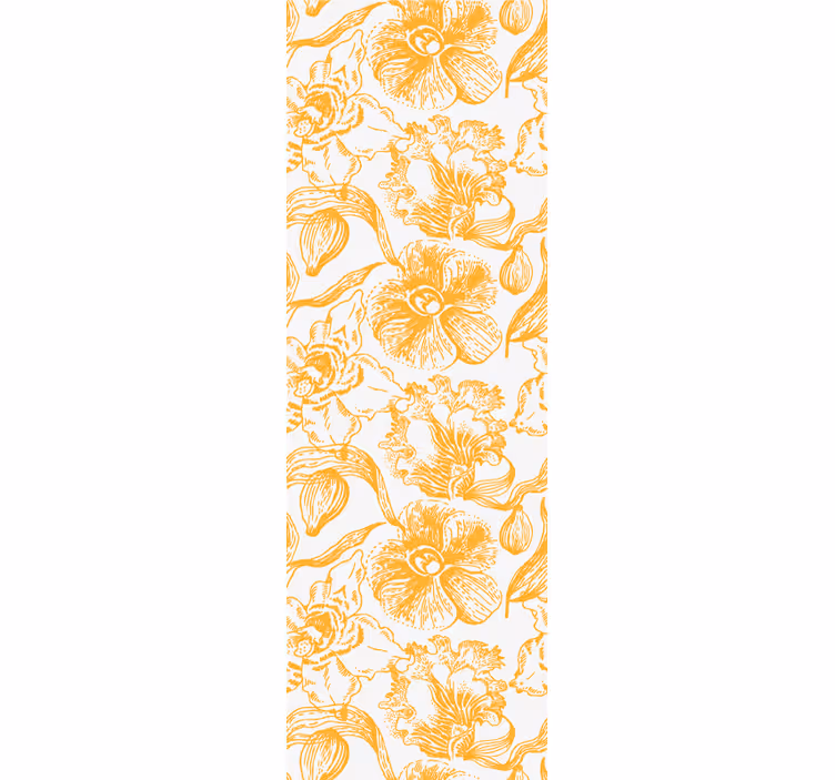 Geel vintage patroon behang bloemen - TenStickers