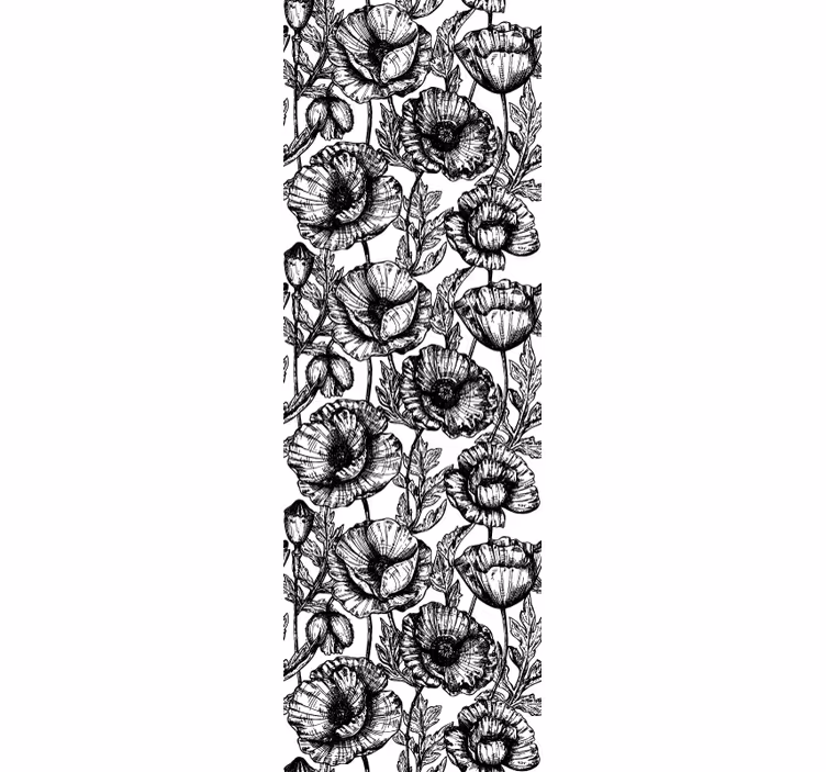 Zwart bloemenpatroon behang bloemen - TenStickers