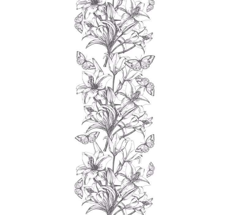 Vlinders en lelies behang bloemen - TenStickers