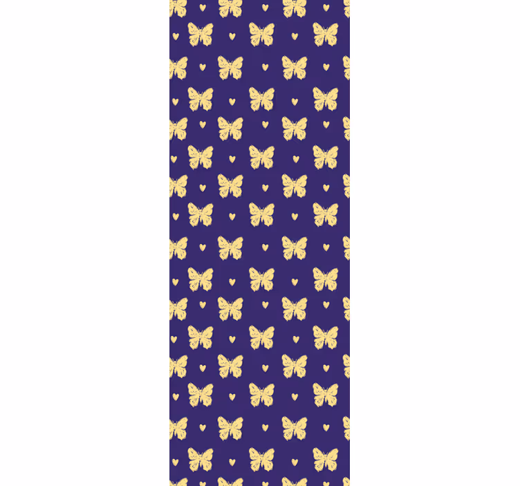 Blauw en gouden patroon vlinders behang - TenStickers