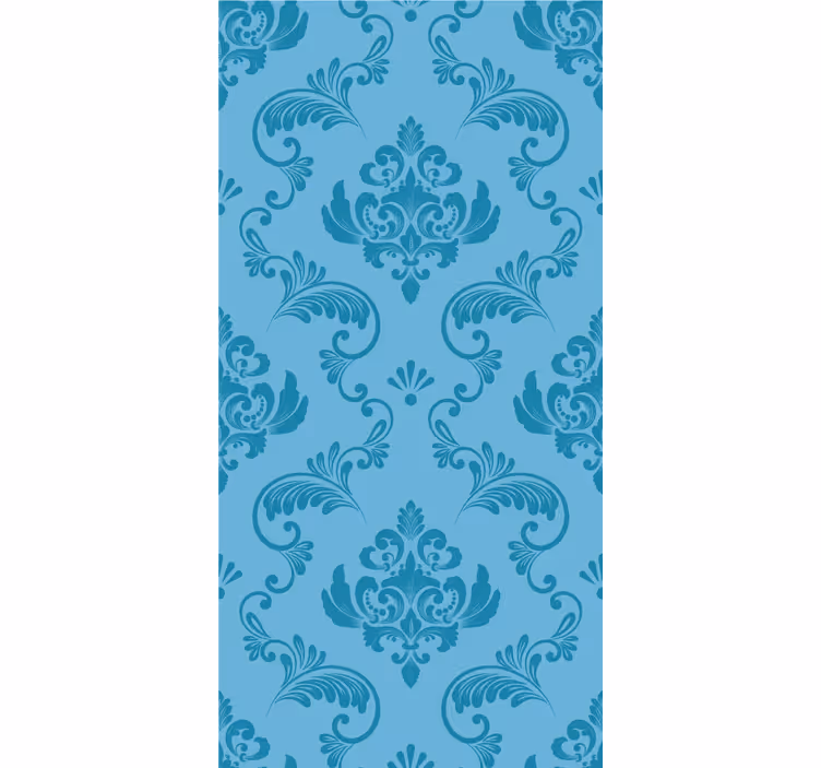 Blauwe botanische curven badkamer behang - TenStickers