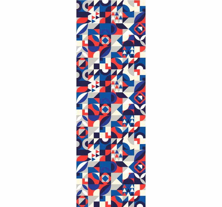 Blauwe patronen fusie geometrisch behang - TenStickers