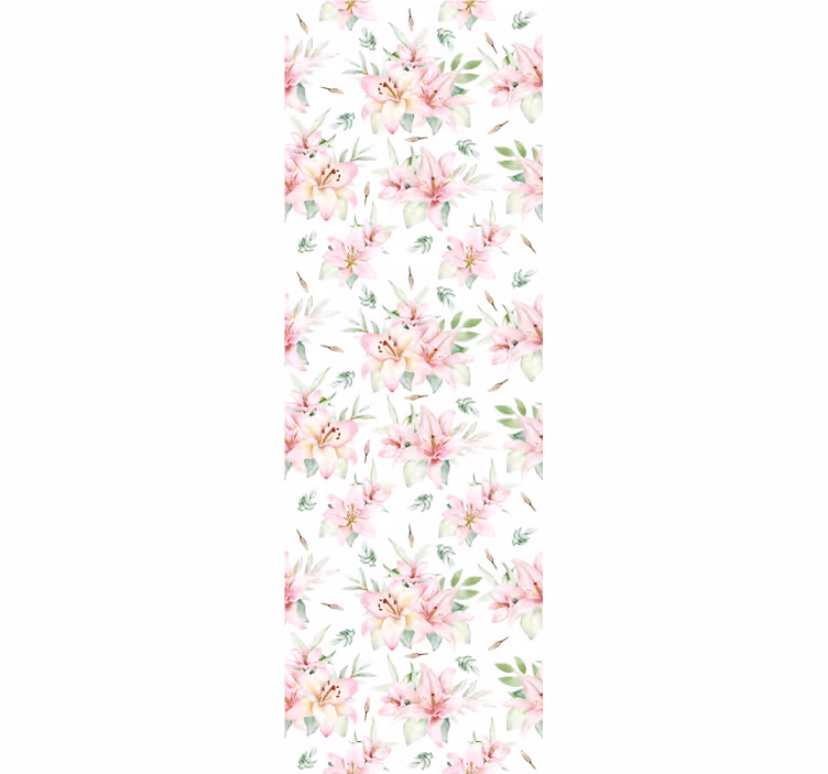 Roze en wit patroon behang bloemen - TenStickers