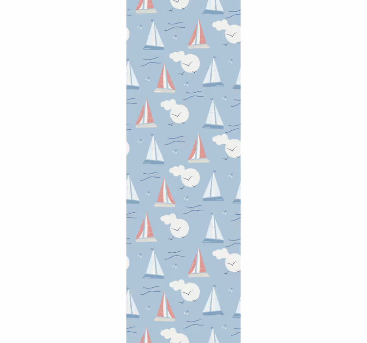 Behang kinderkamer zeilboten en wolken - TenStickers