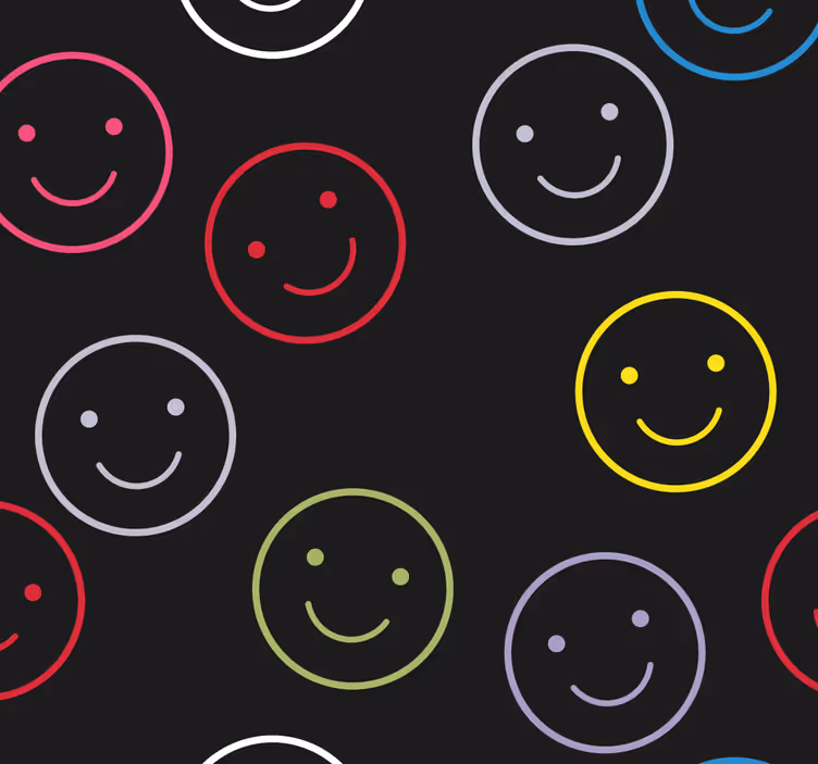 Smiley gezicht print geometrisch behang - TenStickers